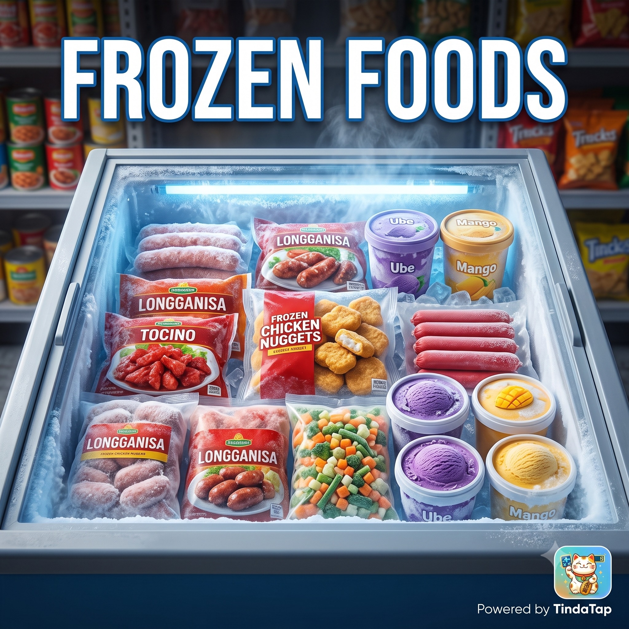 Frozen foods available poster